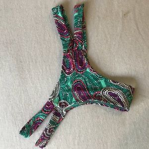 Patterned cheeky bikini thong size M